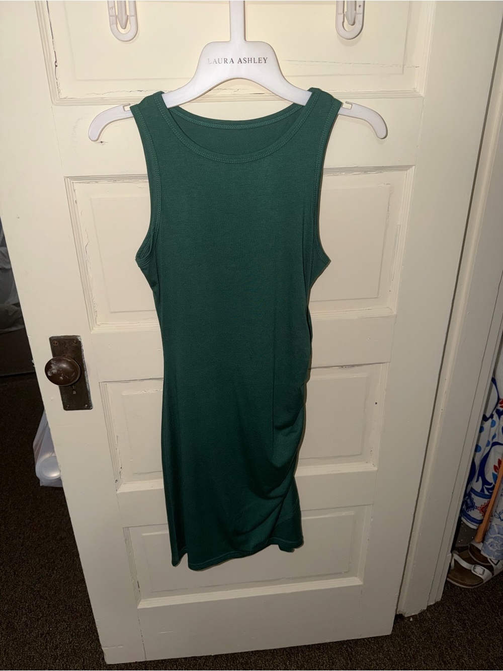 Green dress with ruched detail, size S